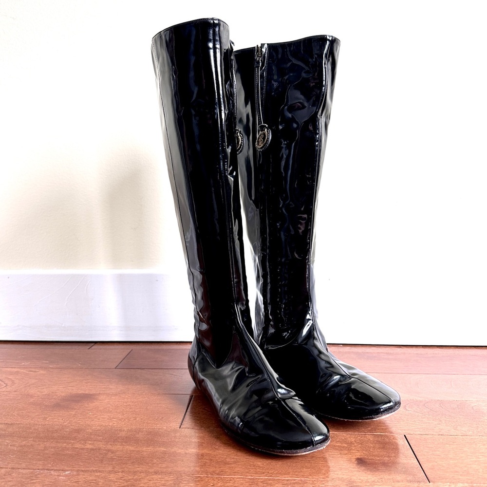 Kate Spade Italian Patent Leather Black Knee high Boots